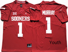 Youth Oklahoma Sooners #1 Kyler Murray Red Vapor Untouchable Authentic College Sitched Football Jersey