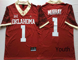 Youth Oklahoma Sooners #1 Kyler Murray Red Vapor Untouchable Authentic College Sitched Football Jerseys