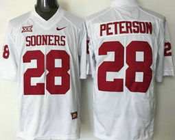 Youth Oklahoma Sooners #28 Adrian Peterson White Authentic Stitched NCAA Jerseys
