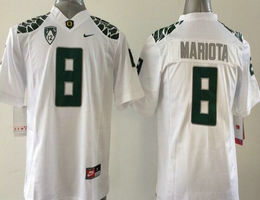 Youth Oregon Ducks #8 Marcus Mariota White Authentic Stitched NCAA Jersey