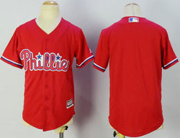 Youth Philadelphia Phillies Blank Red New Majestic Authentic Stitched MLB Jersey