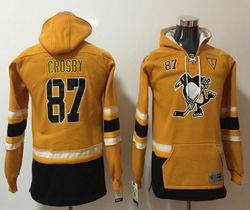 Youth Pittsburgh Penguins #87 Sidney Crosby Yellow Authentic Stitched Hoodies Hockey