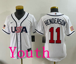 Youth Team USA #11 Gunnar Henderson White 2026 World Baseball Classic Stadium Jersey