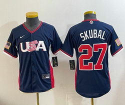 Youth Team USA #27 Tarik Skubal Navy 2026 World Baseball Classic Stadium Jersey
