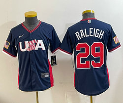 Youth Team USA #29 Cal Raleigh Navy 2026 World Baseball Classic Stadium Jersey