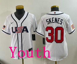 Youth Team USA #30 Paul Skenes White 2026 World Baseball Classic Stadium Jersey