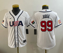 Youth Team USA #99 Aaron Judge White 2026 World Baseball Classic Stadium Jersey