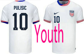 Youth United States 2024-25 #10 Pulisic White Home National Soccer Jersey