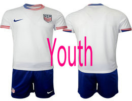 Youth United States 2024-25 Blank White Home National Soccer Jersey