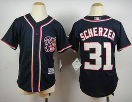 Youth Washington Nationals #31 Max Scherzer Blue New Majestic Authentic Stitched MLB Jersey