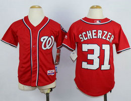 Youth Washington Nationals #31 Max Scherzer Red Authentic Stitched MLB Jersey