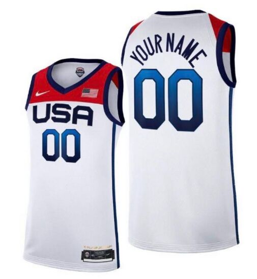 custom USA basketball 2021 Tokyo Olympics white jersey