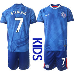 kids 2025-26 Chelsea #7 STERLING Home Soccer Club Jersey