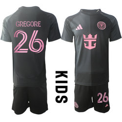 kids 2025-26 Inter Miami CF #26 GREGORE away Soccer Club Jersey