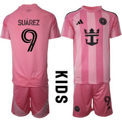 kids 2025-26 Inter Miami CF #9 SUAREZ Home Soccer Club Jersey