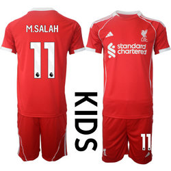 kids 2025-26 Liverpool #11 M.SALAH home Soccer Club Jersey