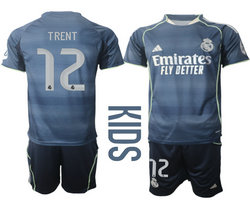 kids 2025-26 Real Madrid #12 TRENT Away Soccer Club Jersey