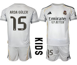 kids 2025-26 Real Madrid #15 ARDA GULER home Soccer Club Jersey