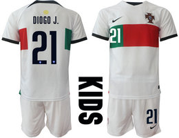 kids Portugal #21 DIOGO J. Away goalkeeper soccer jerseys