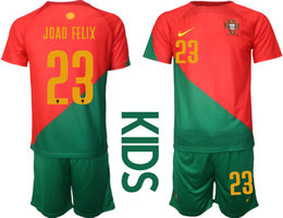 kids Portugal #23 JoAo Felix Home goalkeeper soccer jerseys