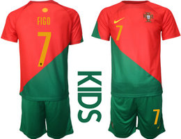 kids Portugal #7 FIGO Home goalkeeper soccer jerseys