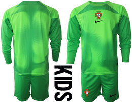 kids Portugal Green long sleeve goalkeeper soccer jerseys