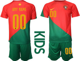 kids Portugal any name Home goalkeeper soccer jerseys