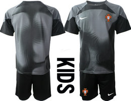 kids Portugal black goalkeeper soccer jerseys