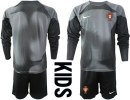 kids Portugal black long sleeve goalkeeper soccer jerseys