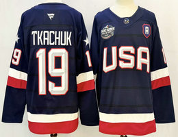 USA #19 Matthew Tkachuk Navy 2025 4 Nations Face-Off Stitched Jersey